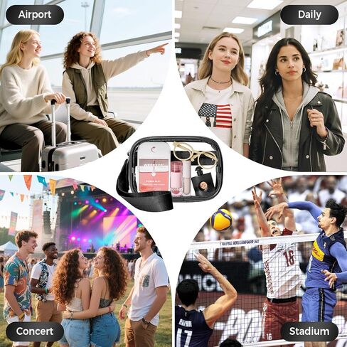 Clip and Go Strap for Phone with Wallet Crossbody Phone Lanyard Adjustable and Detachable Clear Bag with Zipper Pouch for Stadium Events and Concert in Saudi Arabia