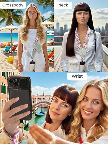 حزام Clip and Go للهاتف مع محفظة حول الجسم - حبل للهاتف الخلوي قابل للتعديل مع حقيبة بسحاب، حزام هاتف متعدد الوظائف بدون استخدام اليدين (أخضر) in Kuwait