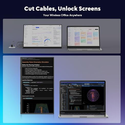 شاشة ZSCMALLS بطارية لاسلكية محمولة، 8000 مللي أمبير في الساعة 15.6 بوصة 1080 بكسل IPS USB-C/HDMI شاشة ثانية، مكبرات صوت مدمجة، تدعم AirPlay/Miracast لأجهزة الكمبيوتر المحمول/الهاتف/الكمبيوتر اللوحي/التبديل/Xbox in Kuwait