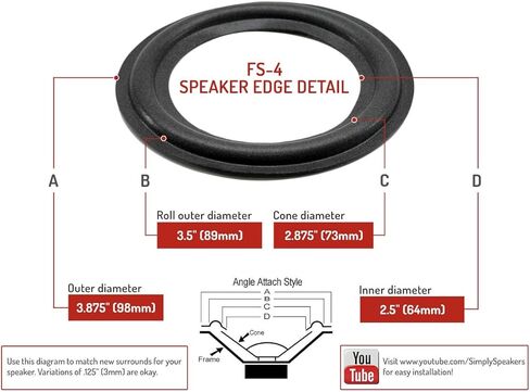 طقم إصلاح مكبر الصوت الرغوي يناسب 4 بوصة Bang & Olufsen FSK-4 (زوج) in Saudi Arabia