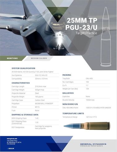 General Dynamics 30mm, 25mm, 20mm Dummy Round Display in Saudi Arabia