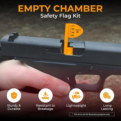 Gun Safety Chamber Flag - Bright Orange, Sturdy and Durable Gun Range Accessories for Adults - Universal Fit Firearm Safety Device USA Made - Set of 6 in Kuwait