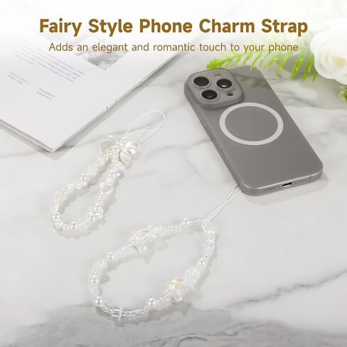 OMISTAR 10 PCS Phone Charms Strap, Camera Charm Strap Butterfly Bow and Flower Beaded Wrist Straps, Pearl Bracelet Lanyard Keychain, Fairy Style Wristlet for Phone, Camera, Backpack, Bag in Saudi Arabia