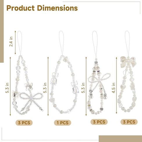 OMISTAR 10 PCS Phone Charms Strap, Camera Charm Strap Butterfly Bow and Flower Beaded Wrist Straps, Pearl Bracelet Lanyard Keychain, Fairy Style Wristlet for Phone, Camera, Backpack, Bag in Saudi Arabia