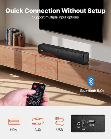 VEVOR Sound Bar للتلفزيون الذكي، 2.1 قناة، مكبرات صوت تلفزيون مدمجة مقاس 35 بوصة مع مضخم صوت مدمج لجهاز العرض، اتصال Bluetooth AUX، إعداد سهل، نظام صوت محيطي 120 وات للصوت المنزلي in Saudi Arabia