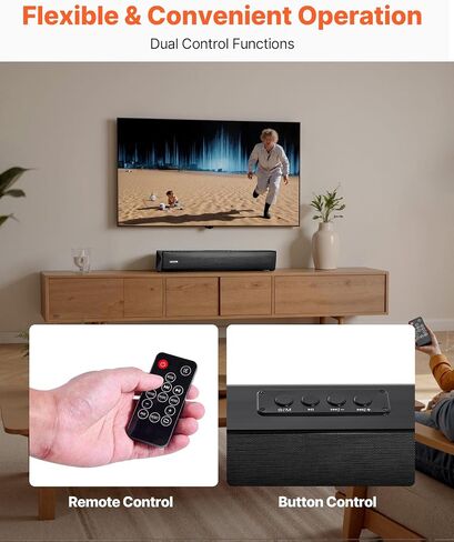 VEVOR Sound Bar للتلفزيون الذكي، 2.1 قناة، مكبرات صوت تلفزيون مدمجة مقاس 35 بوصة مع مضخم صوت مدمج لجهاز العرض، اتصال Bluetooth AUX، إعداد سهل، نظام صوت محيطي 120 وات للصوت المنزلي in Saudi Arabia