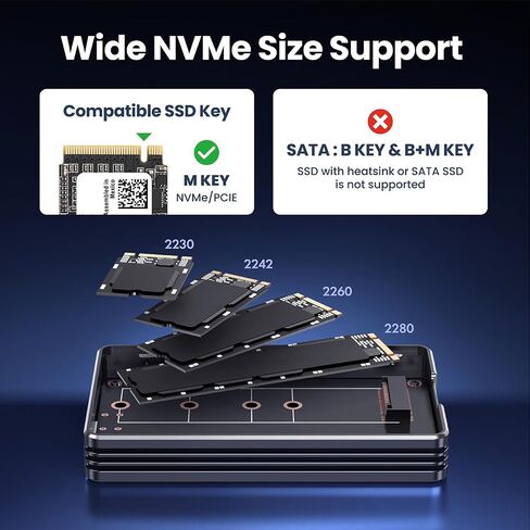 GRAUGEAR 40Gbps M.2 NVMe SSD Enclosure, Aluminum Alloy Tool-Free Case, USB4/Thunderbolt 4 Compatible, Supports PCIe Gen4 NVMe 2230-2280 SSD, Compact Portable External Storage (U4-40G01) in Saudi Arabia