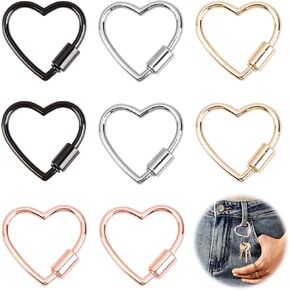 8 Pcs Multi-Color Heart Shaped Carabiner Lock Keychain Clips, Lightweight Anodized Aluminum Heart Carabiner with Secure Screw Lock for Keys, DIY Jewelry, Camping, Hiking in Kuwait