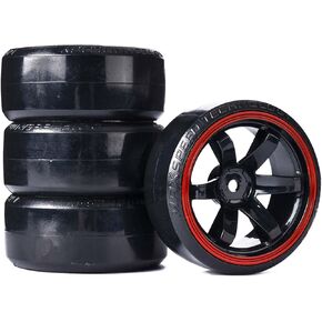 RC Plastic Wheel and Tire Set, 63mm Hard Tyres for 1/10 Drift Car Traxxas HSP Tamiya HPI Kyosho On-Road Drifting Car (Black) in Saudi Arabia