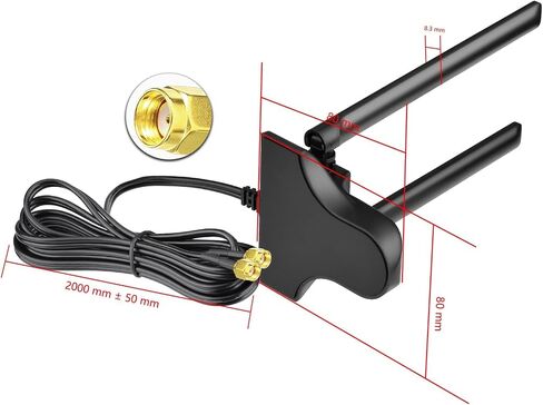 Dual Band WiFi Antenna 2.4GHz 5.8GHz RP-SMA Magnetic Base with 6.5ft Cable for Router PCIe Card Laptop Security Camera in Saudi Arabia