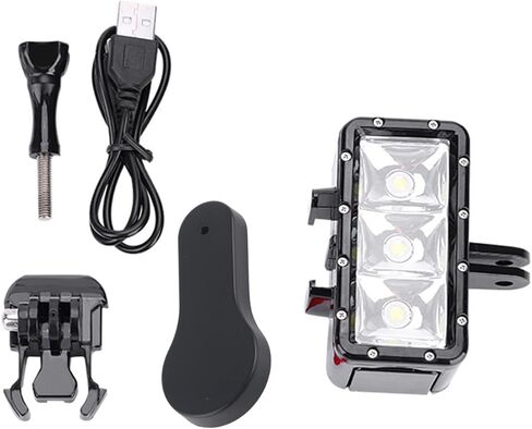 مصباح فيديو LED صغير تحت الماء من Tbest، فائق السطوع 300LM 3 أوضاع إضاءة وقت عمل طويل متوافق مع كاميرات الحركة XiaoYi للغوص ليلاً باللون الأسود in Saudi Arabia