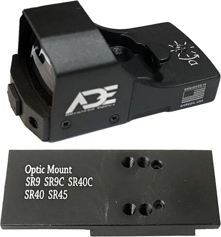 Ade Advanced Optics RD3-006X Mini Green Dot Reflex Sight - Pistol Optic with Mounting Plate for Ruger SR9, SR9C, SR40C, SR40, SR45 - Compact Green Dot Sight in Saudi Arabia
