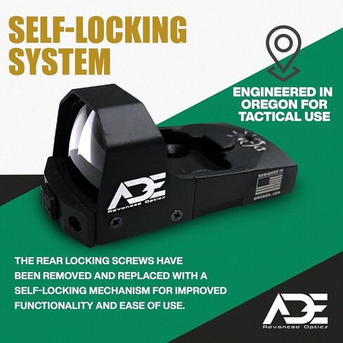 Ade Advanced Optics RD3-006X Mini Green Dot Reflex Sight - Pistol Optic with Mounting Plate for Ruger SR9, SR9C, SR40C, SR40, SR45 - Compact Green Dot Sight in Saudi Arabia