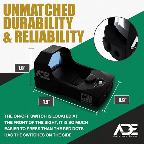 Ade Advanced Optics RD3-006X Mini Green Dot Reflex Sight - Pistol Optic with Mounting Plate for Ruger SR9, SR9C, SR40C, SR40, SR45 - Compact Green Dot Sight in Saudi Arabia