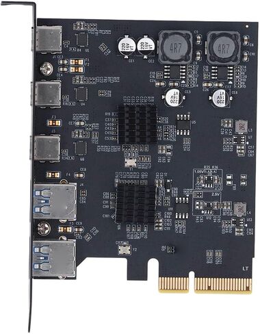 بطاقة توسيع SUNGOOYUE بسرعة 10 جيجابت في الثانية 2 النوع A 3 منافذ النوع C PCIE 4X، محول USB للحماية الذكية للوحة الأم للكمبيوتر، مناسب لأنظمة مختلفة in Kuwait