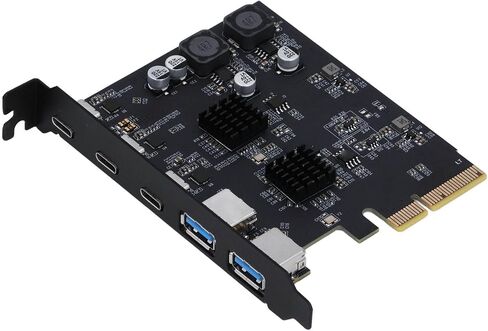 بطاقة توسيع SUNGOOYUE بسرعة 10 جيجابت في الثانية 2 النوع A 3 منافذ النوع C PCIE 4X، محول USB للحماية الذكية للوحة الأم للكمبيوتر، مناسب لأنظمة مختلفة in Kuwait