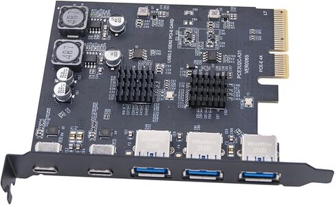 بطاقة توسيع PCIExpress سريعة السرعة إلى USB3.0 للكمبيوتر المكتبي مع 5 منافذ سهلة التركيب للخلف متوافقة مع ملحقات الكمبيوتر المكتبي in Saudi Arabia