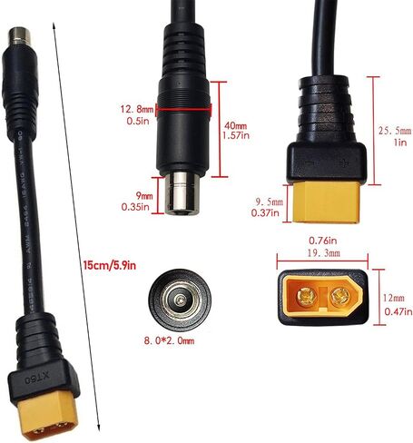 كابل محول Xt60 إلى Dc8020 - كابل شحن بالطاقة الشمسية Xt60 | SAE إلى كابلات الطاقة الشمسية 8 مم | سلك 13a 468w Xt.60 إلى Dc8020 كابلات تخزين وشحن البطارية لتطبيقات طائرات Rc in Saudi Arabia