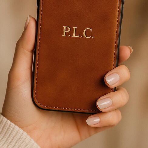 Custom Embossed Leather Case for iPhone – Personalized Initials Case for 17, 16, 15, 14, 13, 12, 11, XR, XS, X, SE, Pro, Max, Plus – Custom Name, Monogram, Year, Engraving, Gift Idea for Him and Her in Saudi Arabia