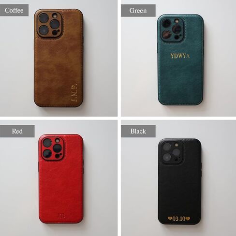 Custom Embossed Leather Case for iPhone – Personalized Initials Case for 17, 16, 15, 14, 13, 12, 11, XR, XS, X, SE, Pro, Max, Plus – Custom Name, Monogram, Year, Engraving, Gift Idea for Him and Her in Saudi Arabia