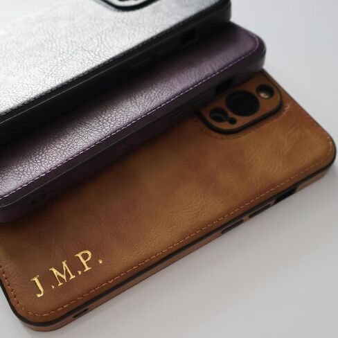Custom Embossed Leather Case for iPhone – Personalized Initials Case for 17, 16, 15, 14, 13, 12, 11, XR, XS, X, SE, Pro, Max, Plus – Custom Name, Monogram, Year, Engraving, Gift Idea for Him and Her in Saudi Arabia