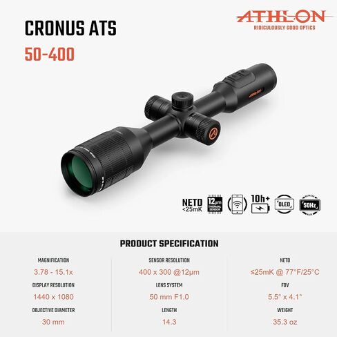 Athlon Optics Cronus ATS 30 مم أنبوب 0.39 بوصة شاشة OLED نطاق كشف عالي بلوتوث/واي فاي ألومنيوم مقاوم للماء حراري ليلي للصيد نطاق المسدس in Saudi Arabia