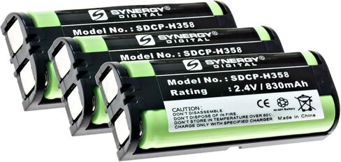 بطاريات هاتف لاسلكية رقمية من Synergy، متوافقة مع هاتف باناسونيك اللاسلكي KX-TGA670B، (Ni-MH، 2.4 فولت، 830 مللي أمبير في الساعة)، تتضمن العبوة: 3 بطاريات SDCP-H358 in Kuwait