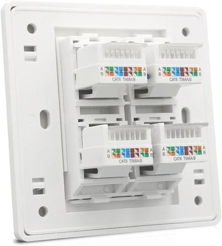 Category 6 4-Port RJ45 Internet Wall Socket Panel 86x86 mm with Four CAT.6 in Saudi Arabia