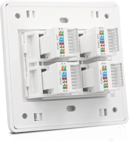 Category 6 4-Port RJ45 Internet Wall Socket Panel 86x86 mm with Four CAT.6 in Saudi Arabia