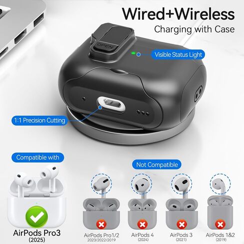 حافظة AirPods Pro 3 2025، قفل أمان، حامل هاتف، غطاء تلقائي الفتح، متوافق مع غطاء حافظة AirPods Pro الجيل الثالث مع مجموعة تنظيف وحبل للرجال، حماية ضد الصدمات، أسود in Kuwait
