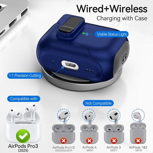 حافظة AirPods Pro 3 2025، قفل أمان، حامل هاتف، غطاء تلقائي الفتح، متوافق مع غطاء حافظة AirPods Pro الجيل الثالث مع مجموعة تنظيف وحبل للرجال، حماية ضد الصدمات، أسود in Kuwait