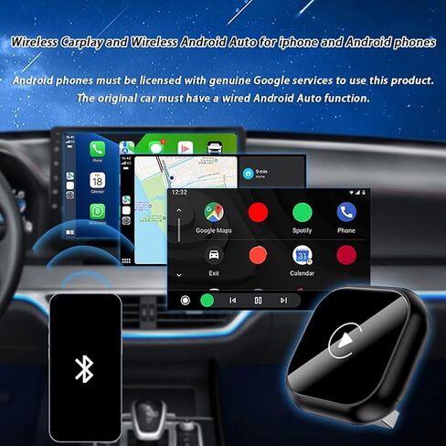 محول Carplay اللاسلكي لـ Subaru Ascent 2019 2020 2021 2022 2023 2024، محول Carplay اللاسلكي يحول CarPlay السلكي إلى التوصيل اللاسلكي والتشغيل اتصال مستقر سريع، C-رمادي in Saudi Arabia
