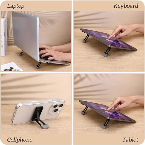 4 Pcs Portable Laptop Stand for Desk Foldable Keyboard Riser Stand Ergonomic Computer Keyboard Lift with Anti-Slip Pads Adjustable Tilt Self-Adhesive Keyboards Riser Feet for Laptop Most Keyboards in Saudi Arabia