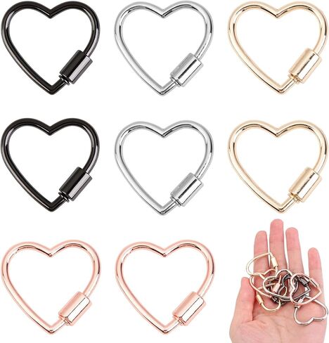 8 Pcs Multi-Color Heart Shaped Carabiner Lock Keychain Clips, Lightweight Anodized Aluminum Heart Carabiner with Secure Screw Lock for Keys, DIY Jewelry, Camping, Hiking in Kuwait