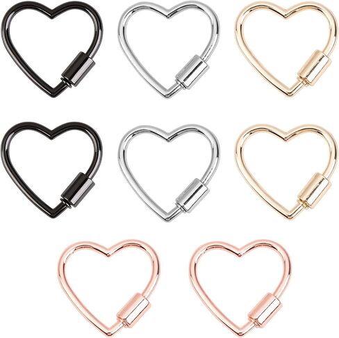 8 Pcs Multi-Color Heart Shaped Carabiner Lock Keychain Clips, Lightweight Anodized Aluminum Heart Carabiner with Secure Screw Lock for Keys, DIY Jewelry, Camping, Hiking in Kuwait