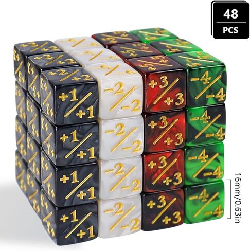 48 قطعة من النرد MTG عدادات النرد الرمزي، Magic The Gathering Glitter Sparkle Dice، Loyalty Dice Starry Marble D6 مكعب النرد متوافق مع CCG، MTG، ملحقات ألعاب البطاقات (أسود وأبيض) in Kuwait