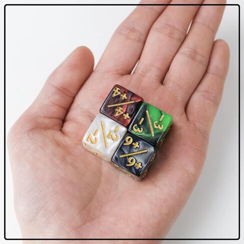 48 قطعة من النرد MTG عدادات النرد الرمزي، Magic The Gathering Glitter Sparkle Dice، Loyalty Dice Starry Marble D6 مكعب النرد متوافق مع CCG، MTG، ملحقات ألعاب البطاقات (أسود وأبيض) in Kuwait