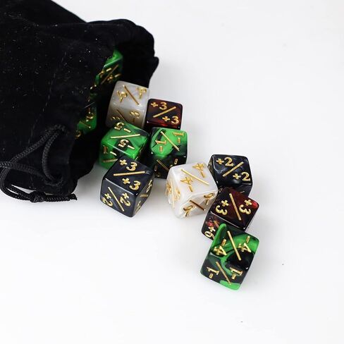 48 قطعة من النرد MTG عدادات النرد الرمزي، Magic The Gathering Glitter Sparkle Dice، Loyalty Dice Starry Marble D6 مكعب النرد متوافق مع CCG، MTG، ملحقات ألعاب البطاقات (أسود وأبيض) in Kuwait