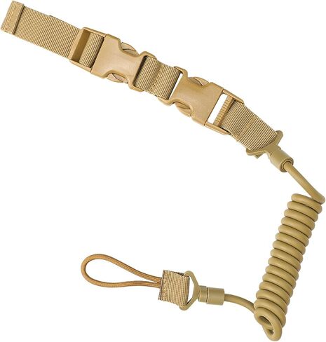 Tactical 3 Color Pistol Retention Lanyard for Military Police Law Enforcement Security - Spring Strap Anti-Loss Elastic Coil Lanyard with Detachable Buckle for Belt MOLLE Backpack in Saudi Arabia