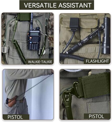 Tactical 3 Color Pistol Retention Lanyard for Military Police Law Enforcement Security - Spring Strap Anti-Loss Elastic Coil Lanyard with Detachable Buckle for Belt MOLLE Backpack in Saudi Arabia
