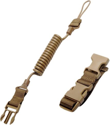 Tactical 3 Color Pistol Retention Lanyard for Military Police Law Enforcement Security - Spring Strap Anti-Loss Elastic Coil Lanyard with Detachable Buckle for Belt MOLLE Backpack in Saudi Arabia