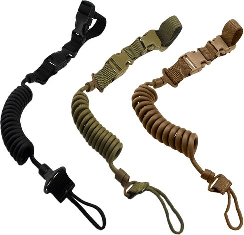 Tactical 3 Color Pistol Retention Lanyard for Military Police Law Enforcement Security - Spring Strap Anti-Loss Elastic Coil Lanyard with Detachable Buckle for Belt MOLLE Backpack in Saudi Arabia