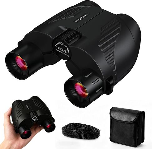 20X25 Compact High Powered Binoculars for Adults & Kids 8-12 | BAK4 FMC Lens Mini Folding Travel Binoculars | Easy Focus, Waterproof for Bird Watching, Cruise, Concert, Hiking (Black) in Saudi Arabia