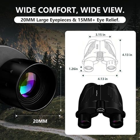 20X25 Compact High Powered Binoculars for Adults & Kids 8-12 | BAK4 FMC Lens Mini Folding Travel Binoculars | Easy Focus, Waterproof for Bird Watching, Cruise, Concert, Hiking (Black) in Saudi Arabia