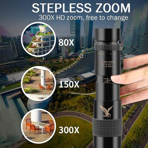 10X-300X Night Vision high-Definition Binoculars, Outdoor Mobile Phone high-Definition Lens, 3-Section Telescopic Adjustment (Color : A) in Saudi Arabia