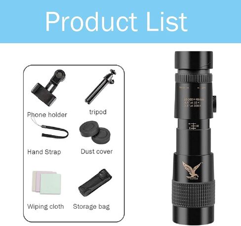 10X-300X Night Vision high-Definition Binoculars, Outdoor Mobile Phone high-Definition Lens, 3-Section Telescopic Adjustment (Color : A) in Saudi Arabia