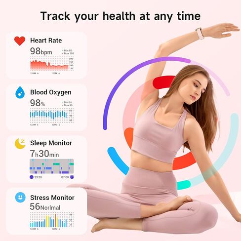 ساعات ذكية للنساء، شاشة HD 1.85 بوصة متوافقة مع iPhone/Android (الرد/إجراء المكالمات)، 110+ أوضاع رياضية لتتبع اللياقة البدنية مع مراقب معدل ضربات القلب/النوم/Sp02، 200+ساعة وجه IP68 مقاومة للماء (وردي، 1.85) in Kuwait