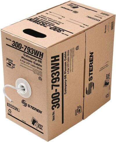 STEREN CAT6 Plenum (CMP) Cable 1000FT | ETL | Network Analyzer Test Passed | 23AWG 4Pair, Solid 550MHz Network Cable 10Gigabit UTP, Blue – Reel in Box - 300-796BL in Kuwait