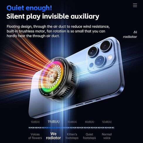Magnetic Gaming PhoneCooler,Phone Cooling Fan with RGB Lights, Cell Phone Radiator, Phone Heasink Fan for Mobile Games and Live Streaming,Compatible with iPhone 15 16 Pro Max MagSafe Samsung iPad in Saudi Arabia