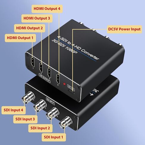 محول فيديو ACHAVE SDI إلى HDMI، مدخل 4 sdi و4 مخرج hdmi، 4 في 4 مخرج، أسود، دعم متعدد الصيغ، مدخل HD-SDI/3G-SDI، دقة 1080p@60 هرتز، نقل لمسافات طويلة in Kuwait